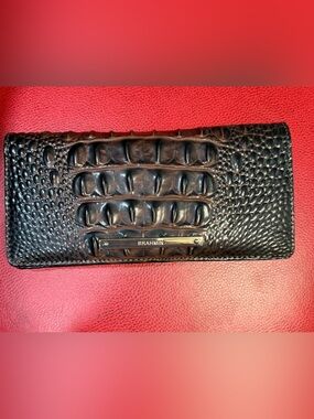 Brahmin Ady Slim Bifold Wallet in an embossed crocodile-pattern